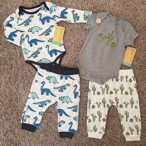 Monica + Andy Dinosaur And Cactus Two Piece Sets (2 Sets Total) Size: 6-9 Months